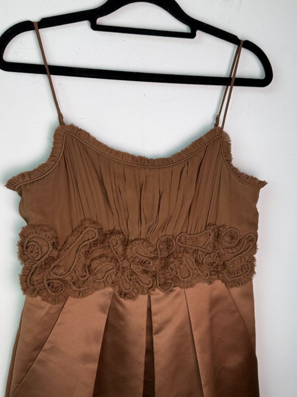 BCBGMAXAZARIA Y2K 100% Silk Mini Dress Brown Size 4 Party Homecoming - Picture 8 of 9
